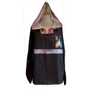 Disney NWOT Logo Windbreaker Jacket Black/Multicolor Hooded  L